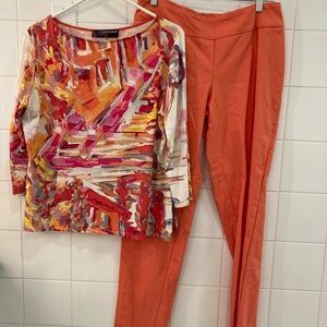 Orange Women's Pants and patterned top